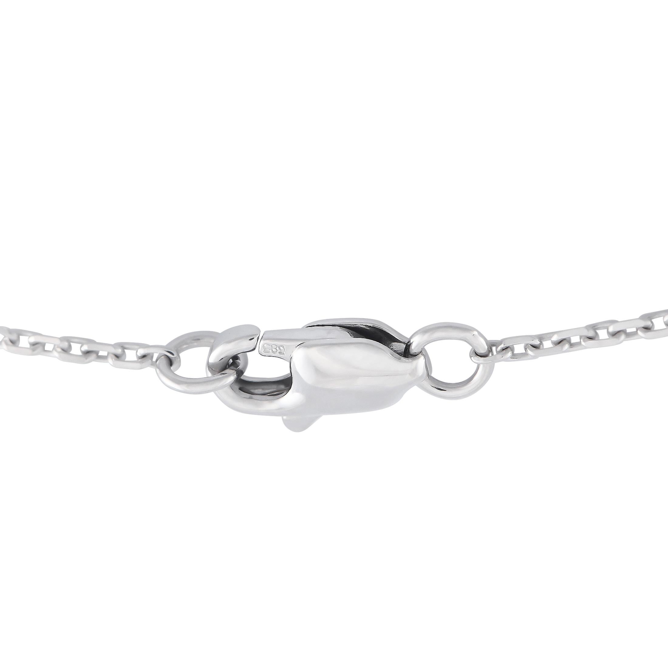 14K Weißgold 1,0 Karat Diamant-Schmetterlingshalskette (Rundschliff)