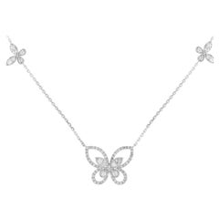 14K Weißgold 1,0 Karat Diamant-Schmetterlingshalskette