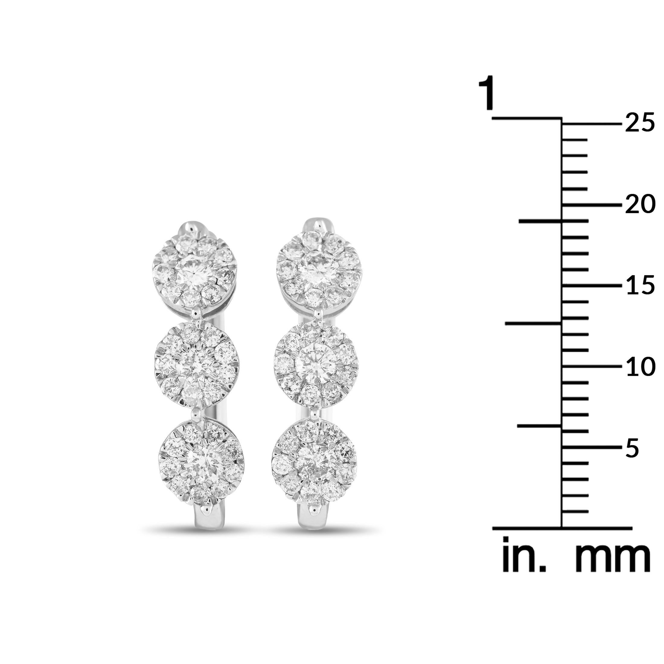 Round Cut 14K White Gold 1.0ct Diamond Earrings For Sale