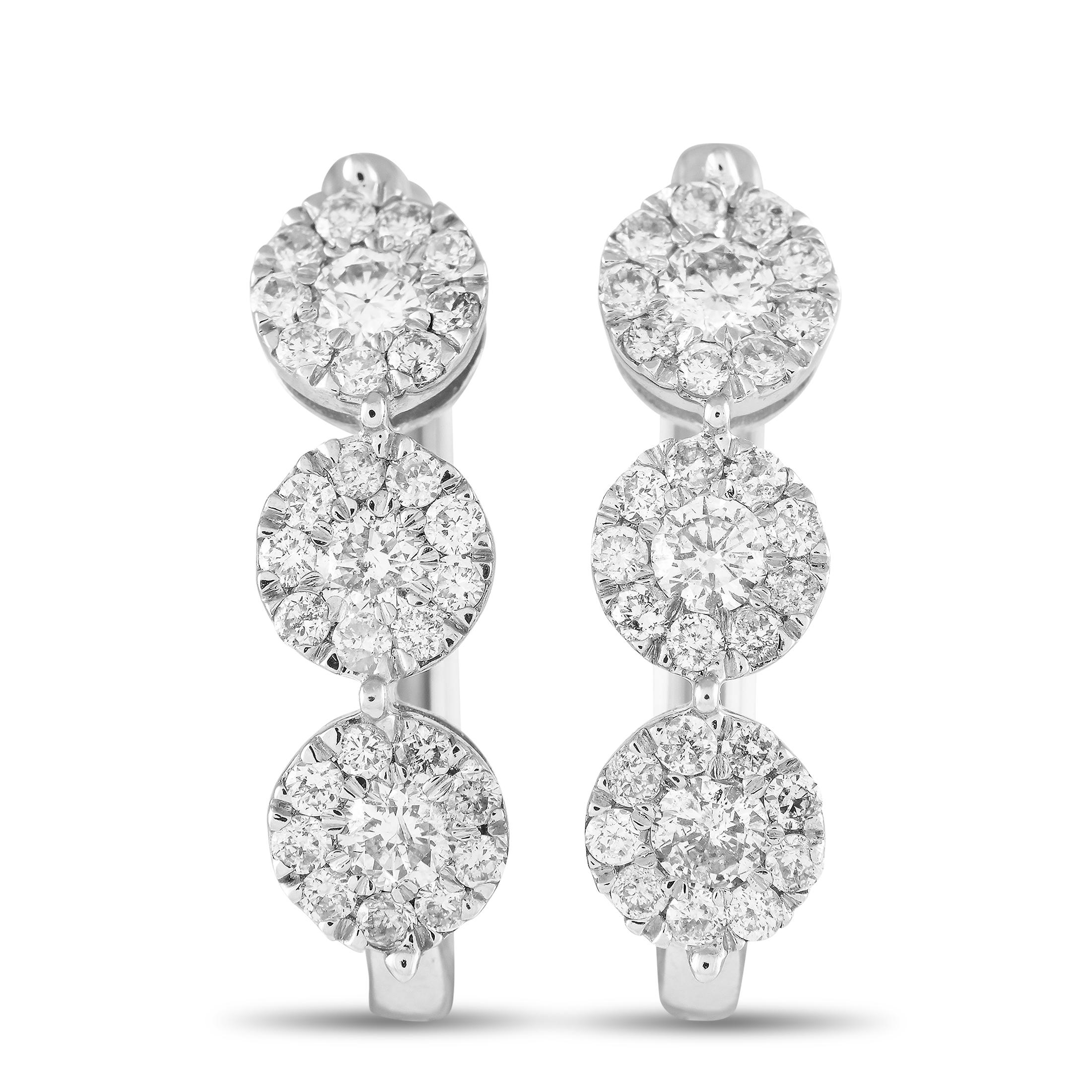 14K White Gold 1.0ct Diamond Earrings In New Condition For Sale In Southampton, PA