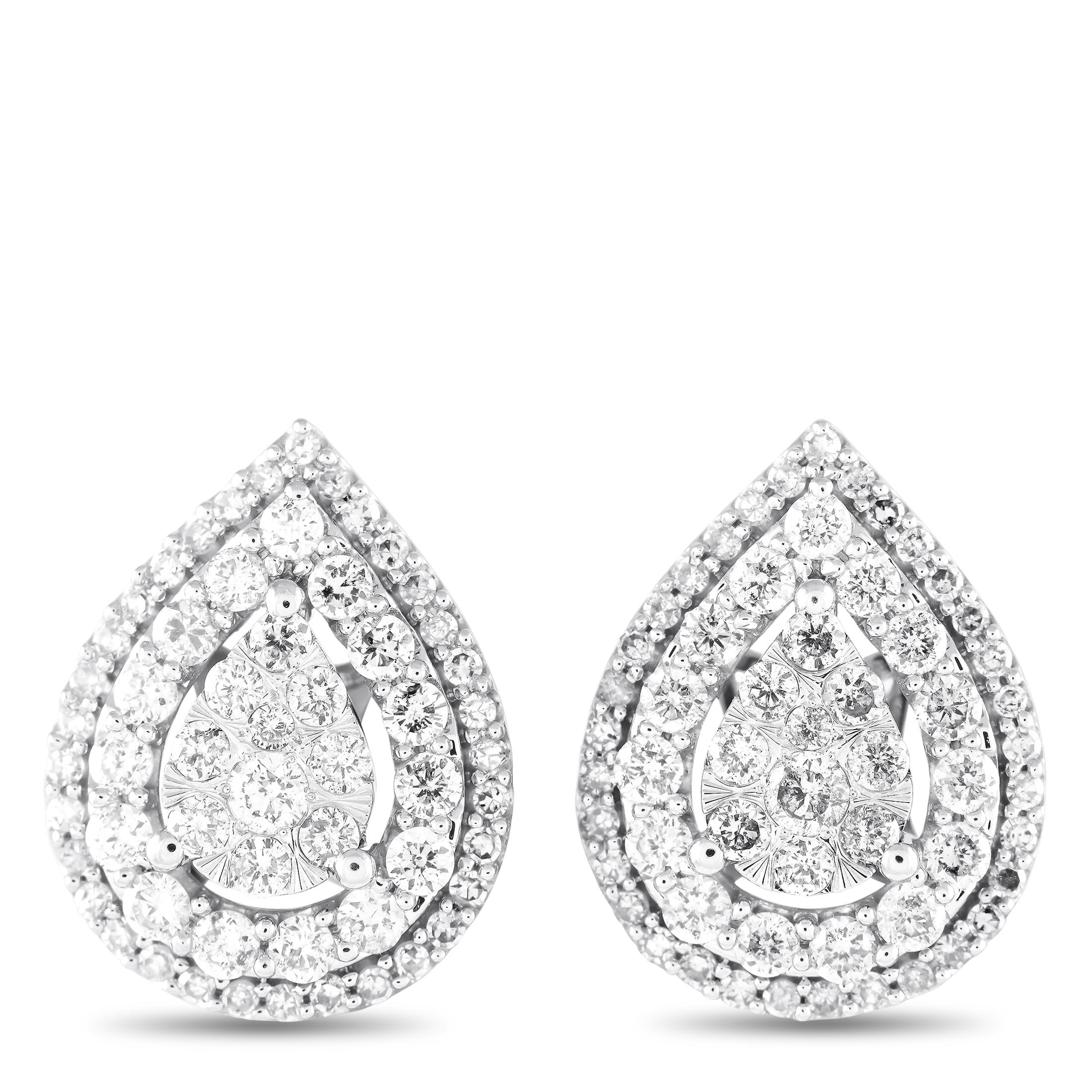Boucles d'oreilles en or blanc 14K avec 1,0ct de diamant Neuf - En vente à Southampton, PA