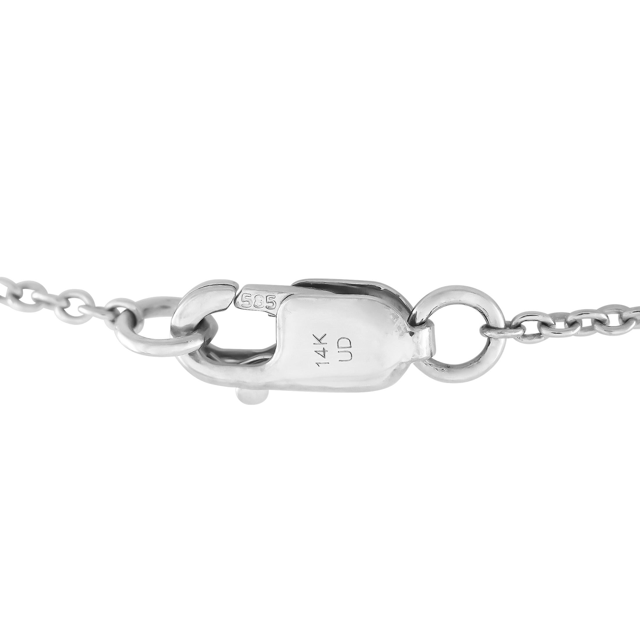 Taille ronde Collier cœur en or blanc 14 carats avec 1,0 carat de diamants