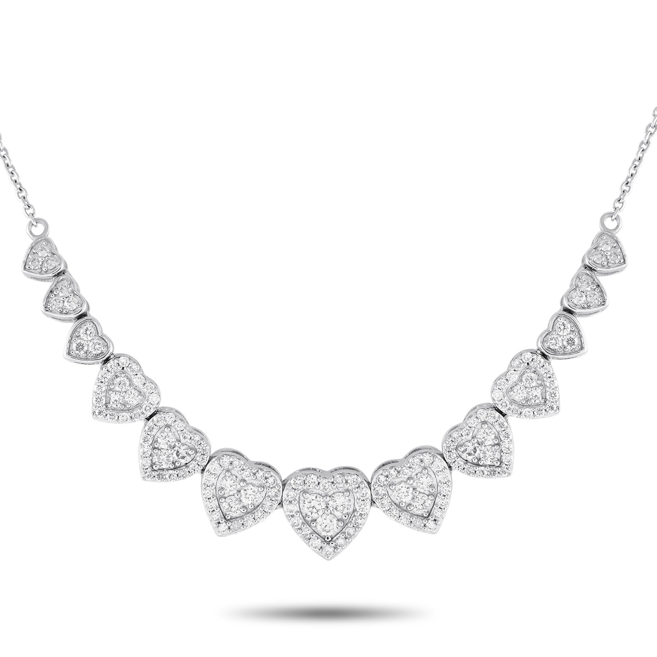 Collier cœur en or blanc 14 carats avec 1,0 carat de diamants Neuf à Southampton, PA