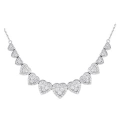 Collier cœur en or blanc 14 carats avec 1,0 carat de diamants
