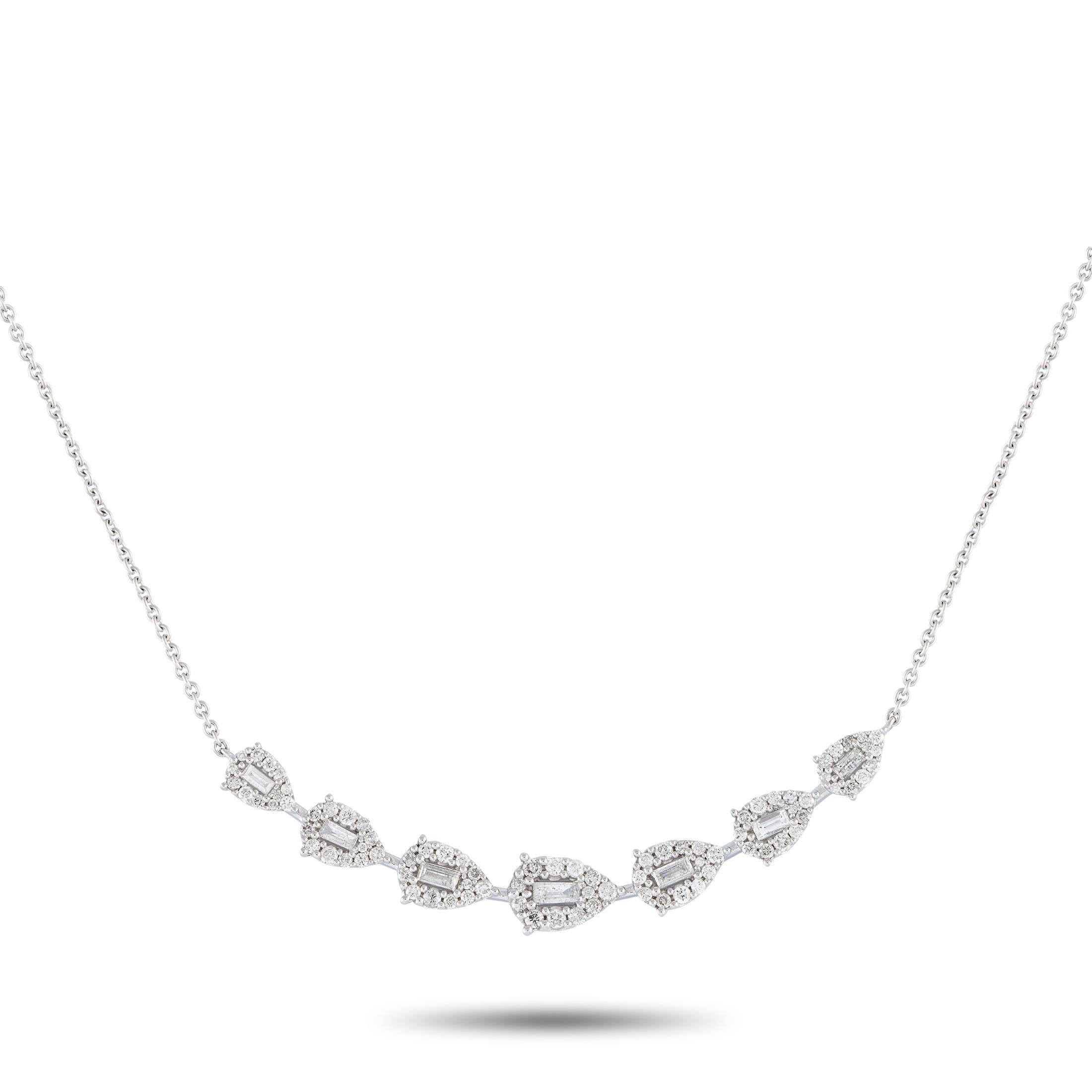 14K White Gold 1.0ct Diamond Necklace In New Condition For Sale In Southampton, PA