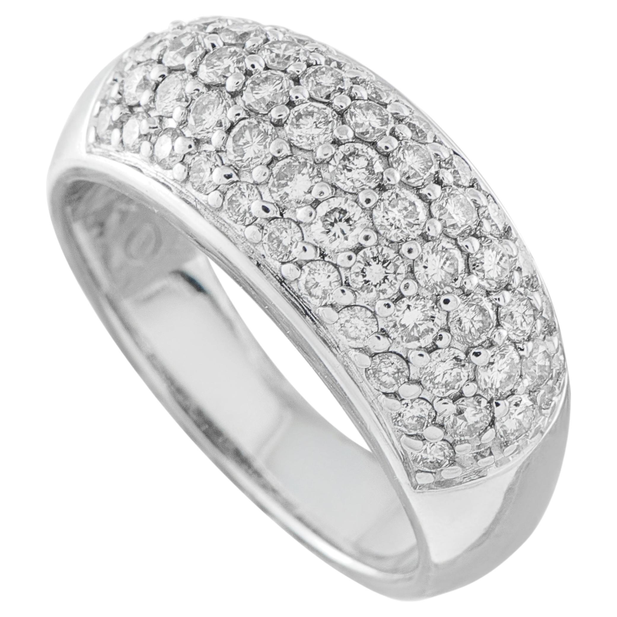 Anillo de oro blanco de 14 quilates con pavé de diamantes de 1,0 ct MF01-070126