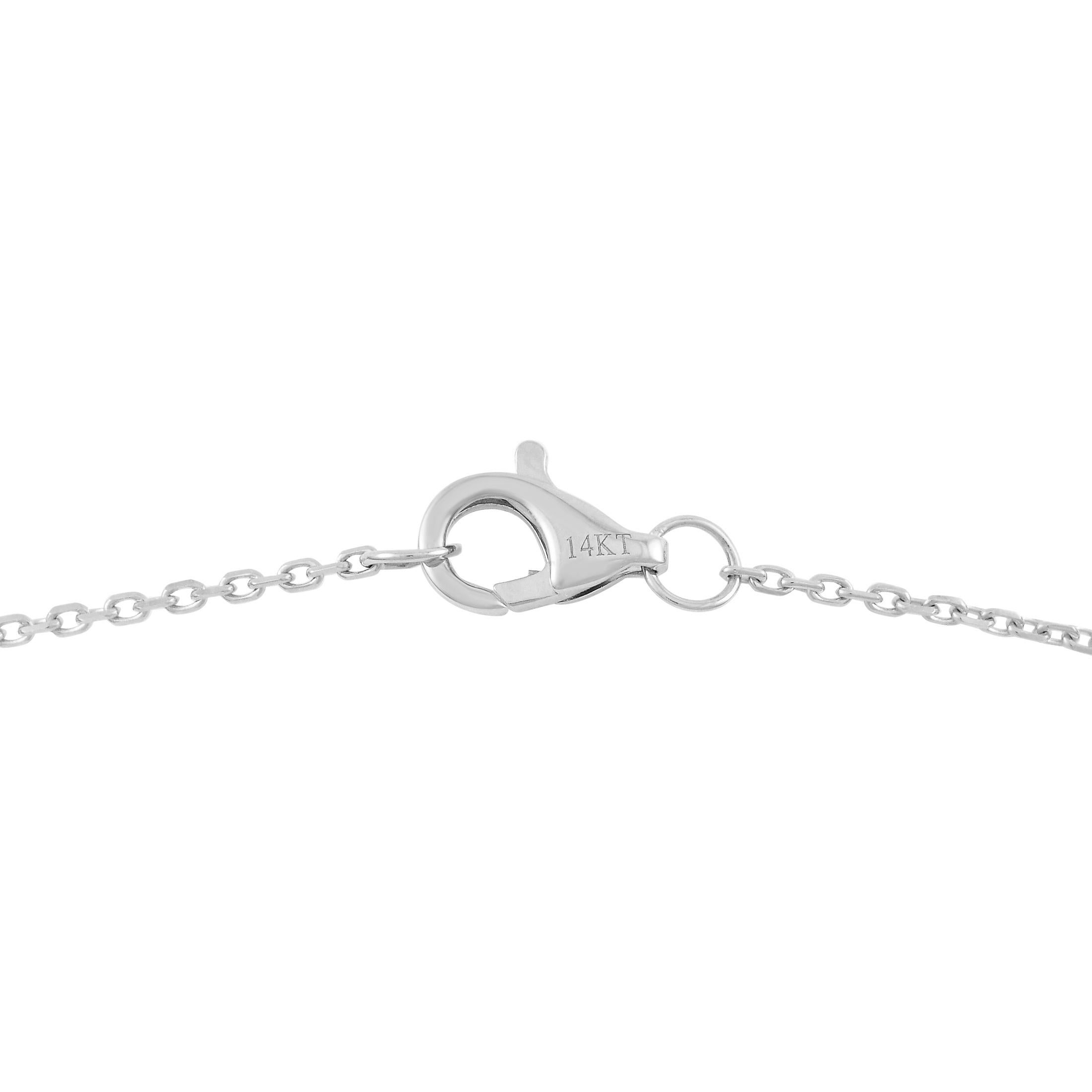 Round Cut 14K White Gold 1.0ct Diamond Quatrefoil Station Necklace