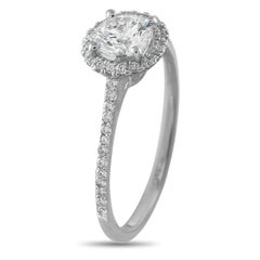 14-karätiger Weißgold-Ring mit rundem Diamanten (1,0 ct) und Halo-Fassung MF24-070226
