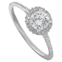 14-karätiger Weißgold-Ring mit rundem Diamanten (1,0 ct) und Halo-Fassung MF24-070226