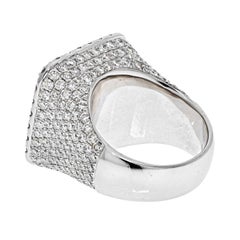 14K White Gold 11 Carat Round And Square Cut Cluster Diamond Mens Ring