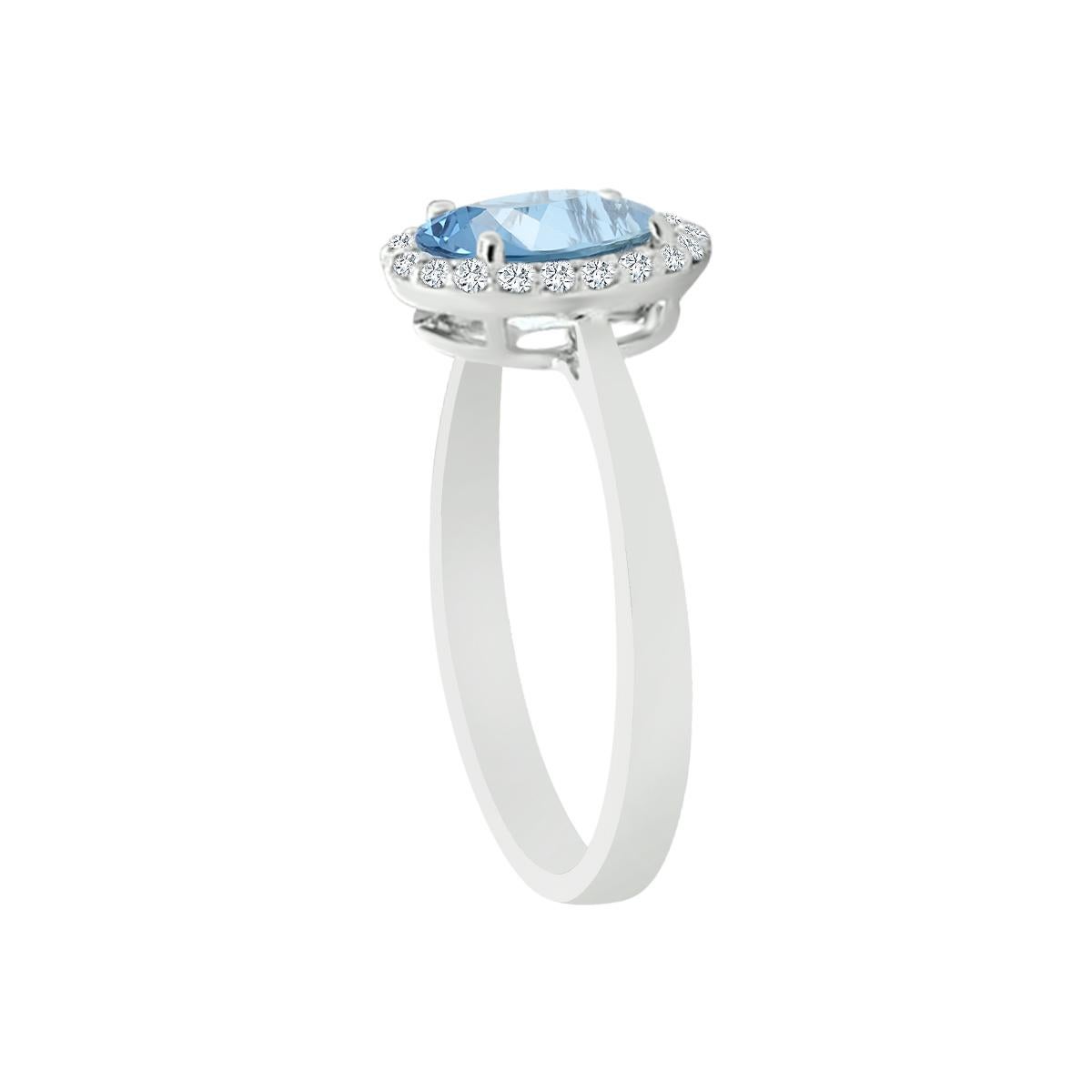 Modern 14K White Gold 1.10cts Aquamarine And Diamond Ring. Style# TS1247AQR 21056/3 For Sale