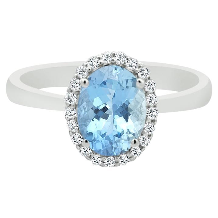 14K White Gold 1.10cts Aquamarine And Diamond Ring. Style# TS1247AQR 21056/3