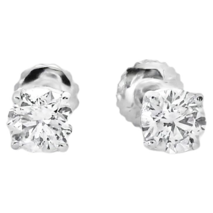 Pendientes de oro blanco de 14k con diamantes brillantes redondos naturales de 1,10 ctw