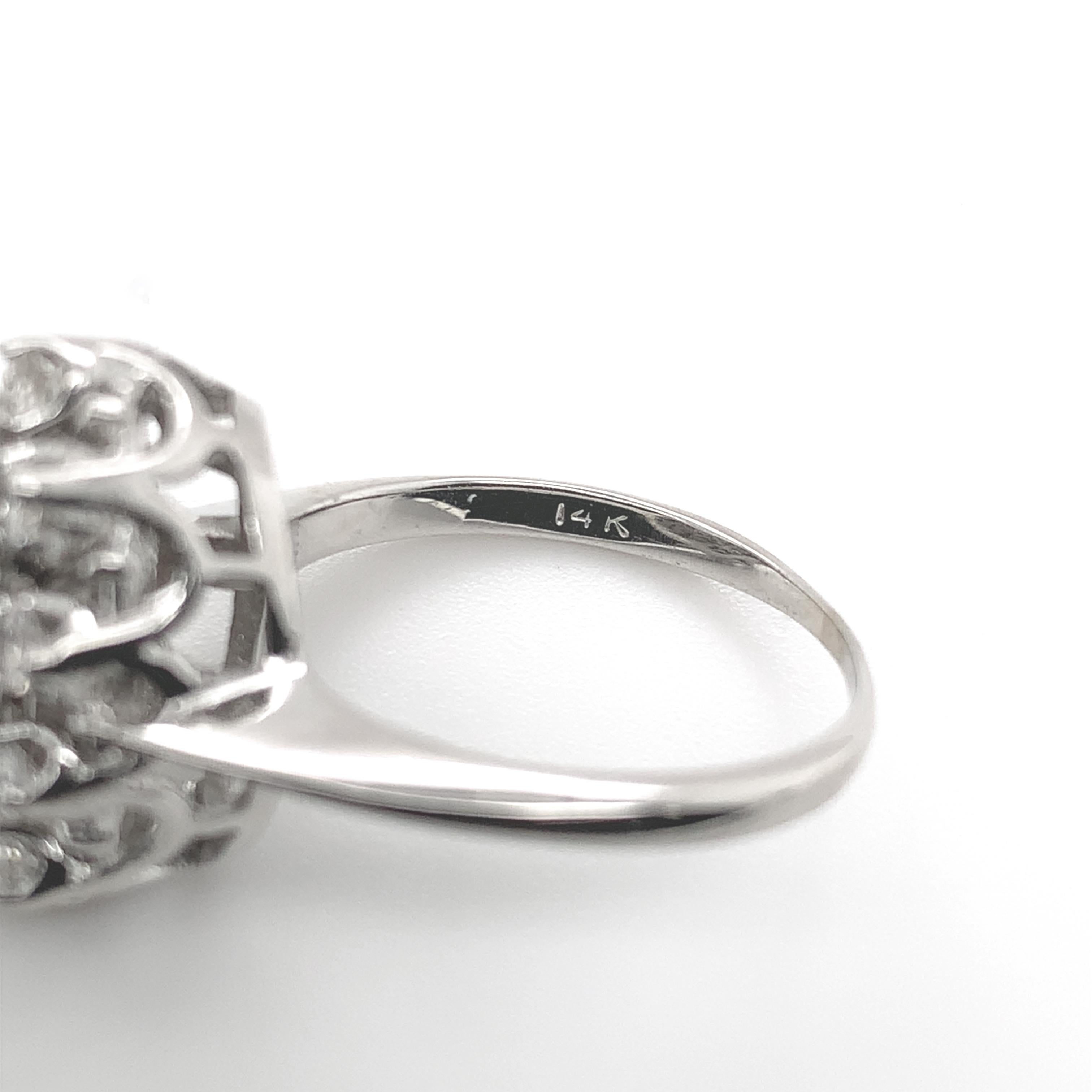 14K Weißgold 1,12 Karat tw Diamant-Cocktailring Größe 6 im Angebot 5
