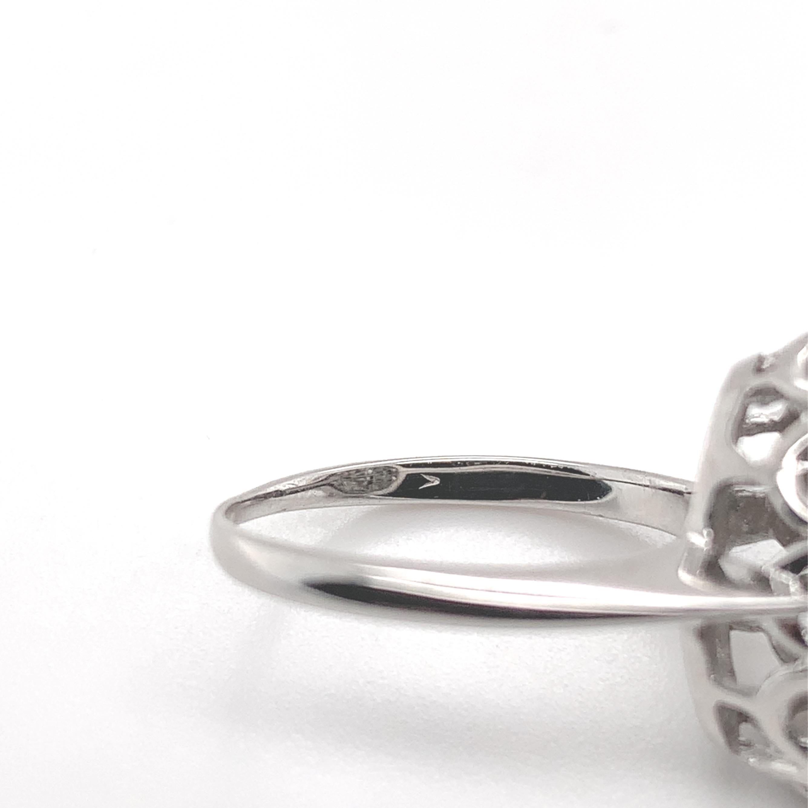14K Weißgold 1,12 Karat tw Diamant-Cocktailring Größe 6 im Angebot 6