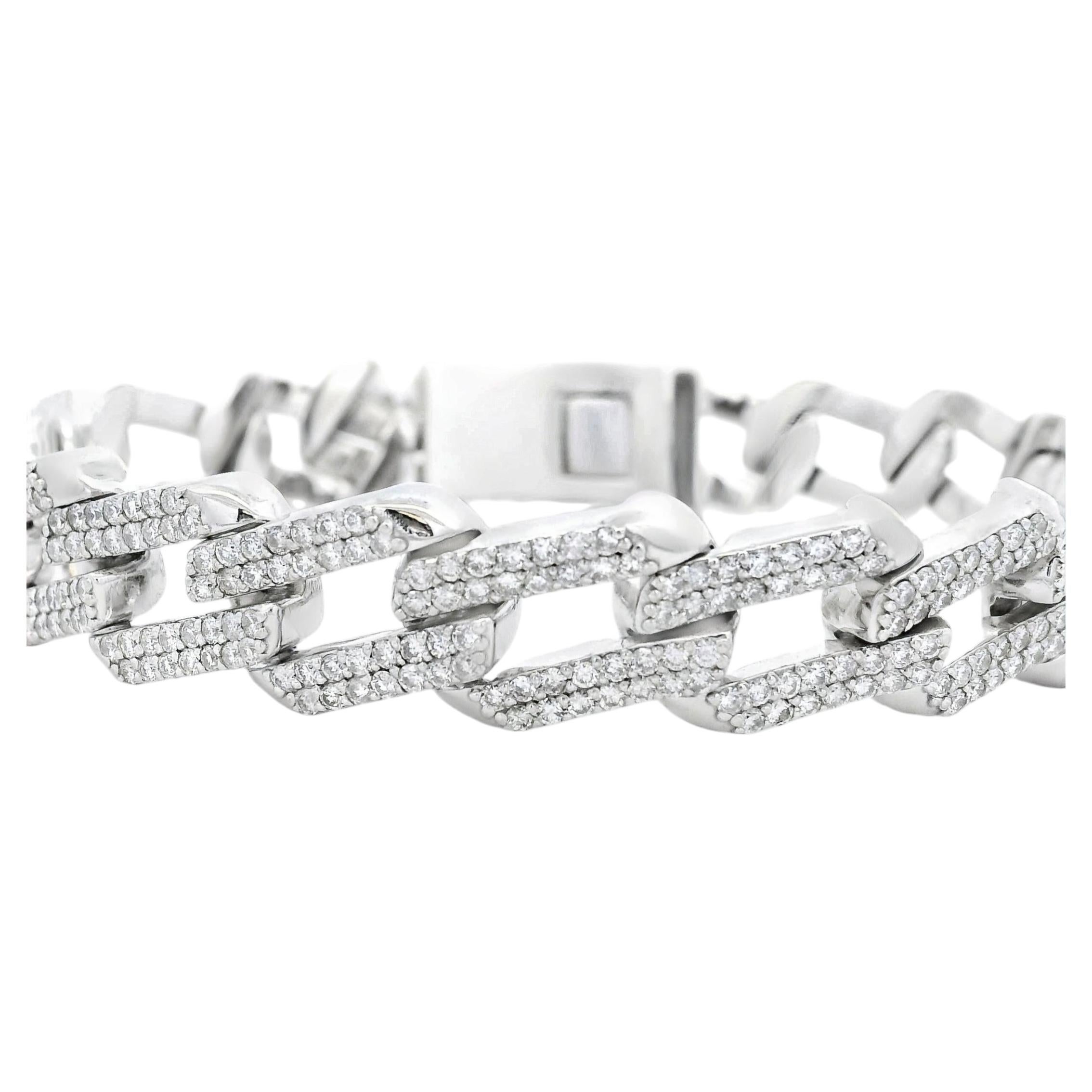 14k White Gold 11.25ctw Link Natural Diamonds Bracelet