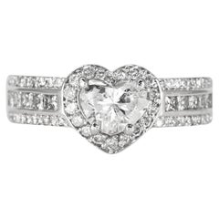 Vintage 14K White Gold 1.12ct Heart Diamond Ring, 2.12tdw