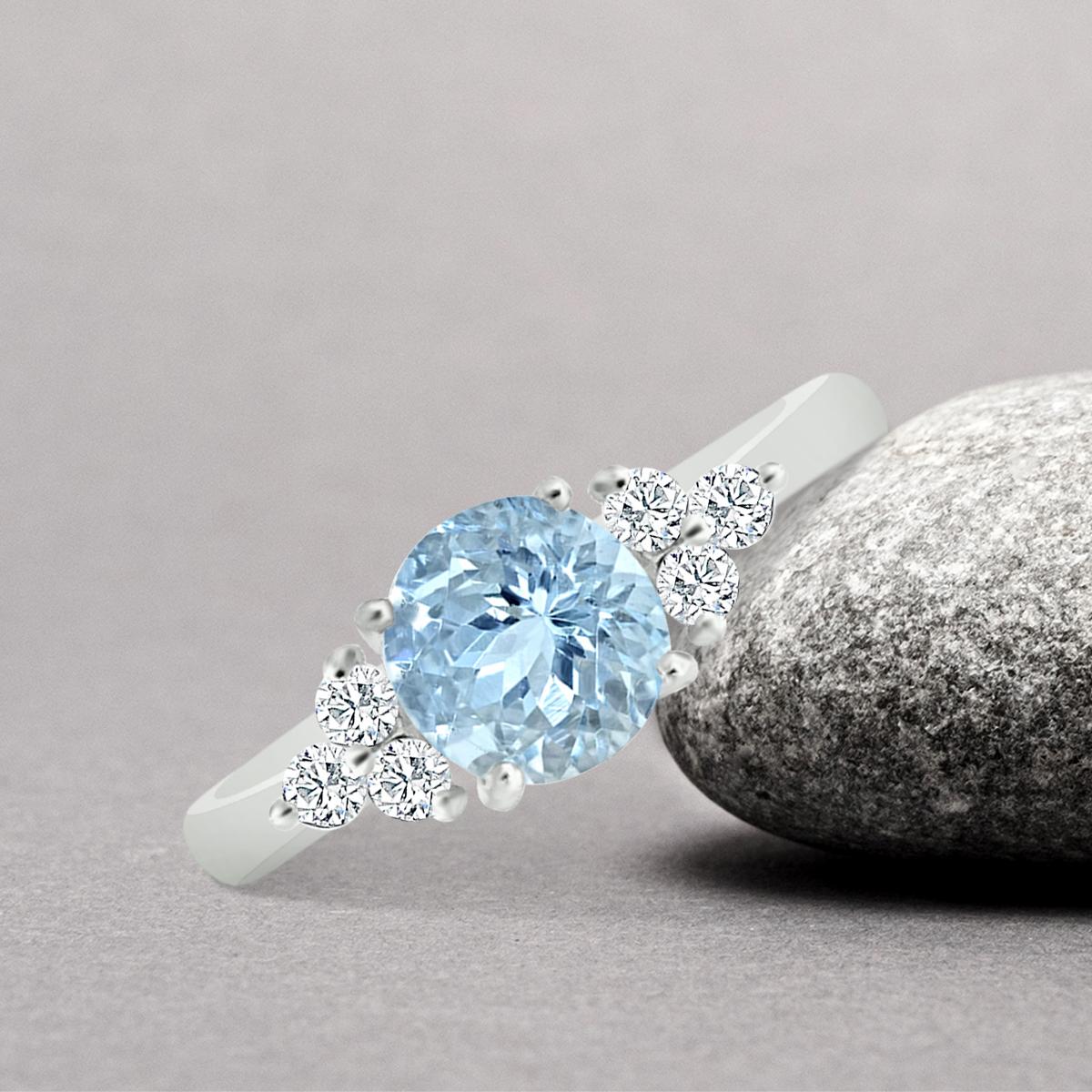 Modern 14K White Gold 1.12cts Aquamarine and Diamond Ring. Style#TS8269AQR 22057/10 For Sale