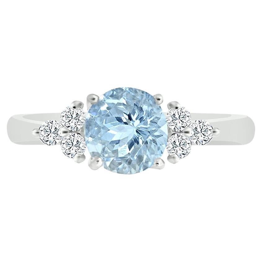14K White Gold 1.12cts Aquamarine and Diamond Ring. Style#TS8269AQR 22057/10