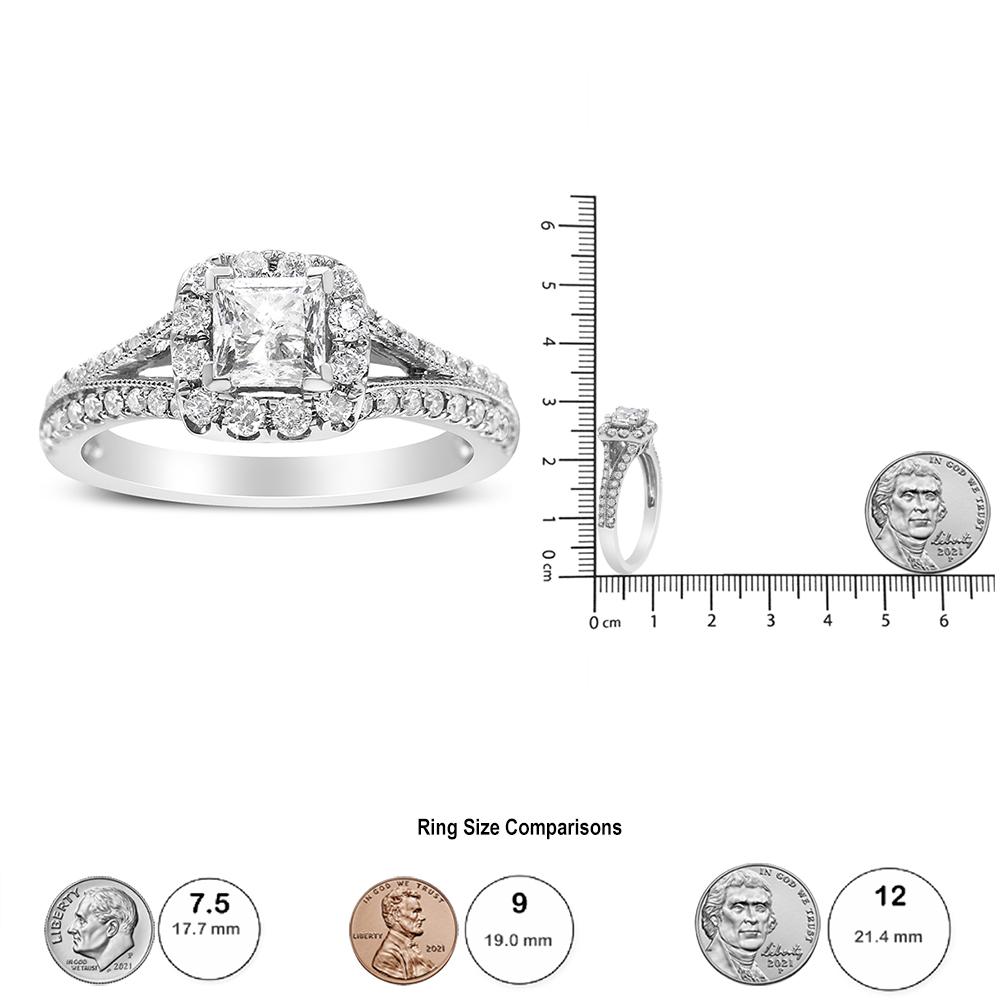 Women's 14K White Gold 1.15 Carat Diamond Center Engagement Ring with Split Shank