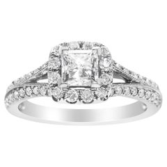 14K White Gold 1.15 Carat Diamond Center Engagement Ring with Split Shank