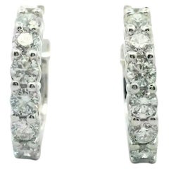 14k White Gold 1.15 Carat Round-cut Diamond Huggies Earrings Set