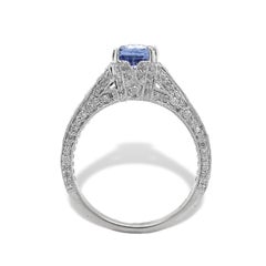 14K White Gold 1.15 carat Sapphire and Diamond Ring