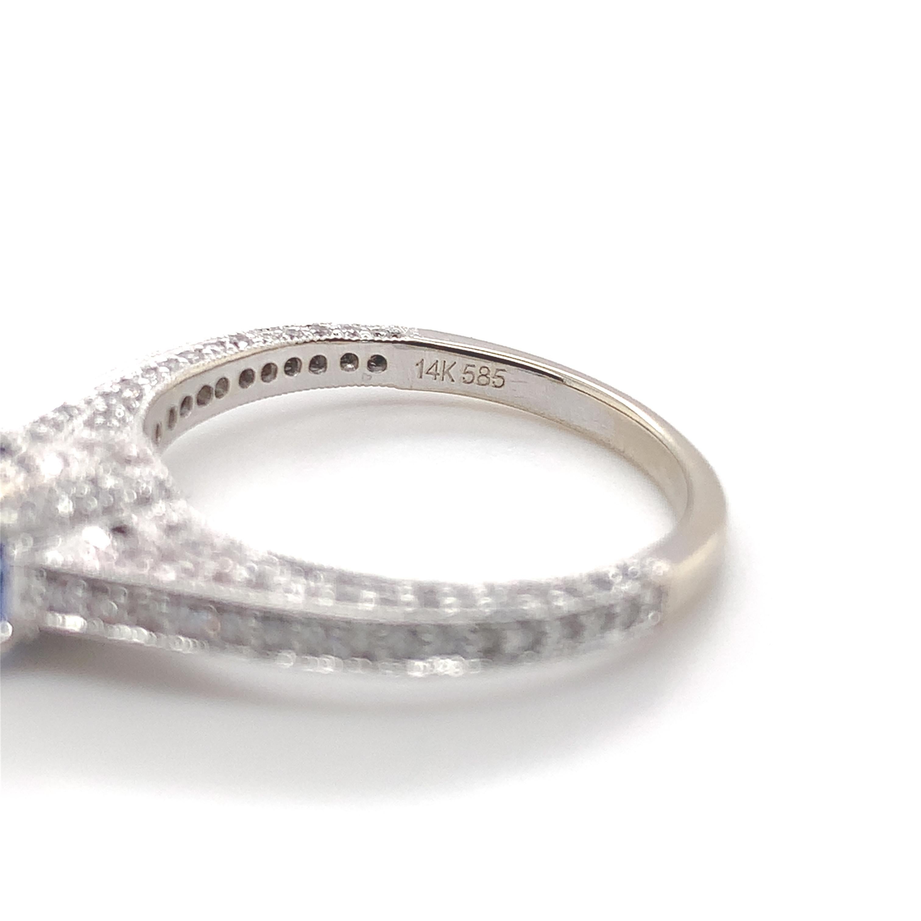 Anello in oro bianco 14K con zaffiro e diamante da 1,15 carati in vendita 4