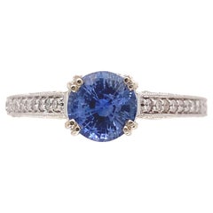 14K White Gold 1.15 carat Sapphire and Diamond Ring