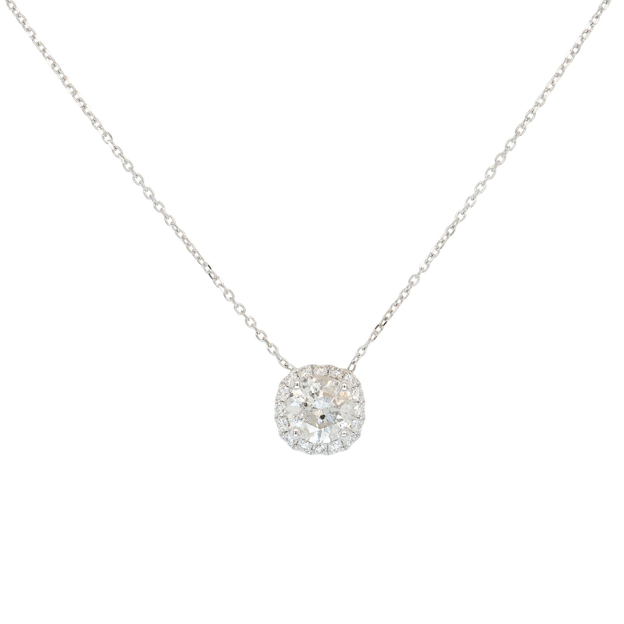 Dettagli del ciondolo:
1,15 carati di diamanti rotondi Brillianti Nature
Colore H e purezza SI1
6.7mm x 9.2mm x 4.3mm
Dettagli della catena: Catena a cavo sottile in oro bianco 14k
Dimensione della catena: 18