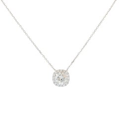 14k White Gold 1.15ct Round Brilliant Natural Diamond Pendant Necklace