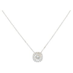 14k White Gold 1.15ct Round Brilliant Natural Diamond Pendant Necklace