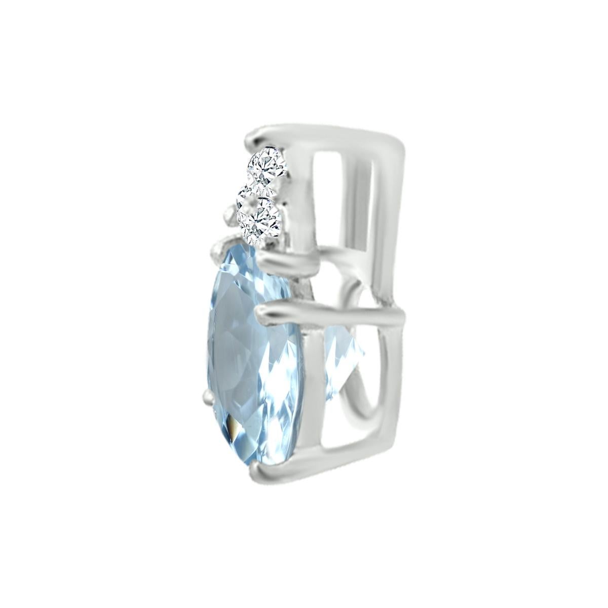 Modern 14K White Gold 1.15cts Aquamarine and Diamond Pendant, Style#TS8269AQP 22057/8