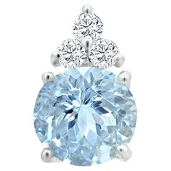 Pendentif en or blanc 14 carats avec aigue-marine de 1,15 carat et diamants, style n°TS8269AQP 22057/8