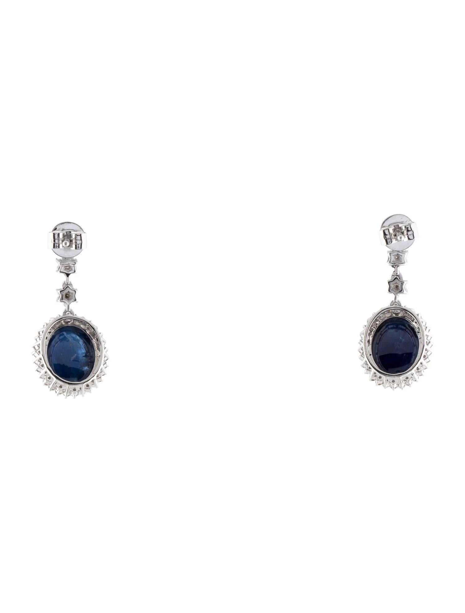 Artist 14K White Gold 11.64ctw Sapphire & Diamond Drop Earrings For Sale