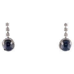 14K White Gold 11.64ctw Sapphire & Diamond Drop Earrings