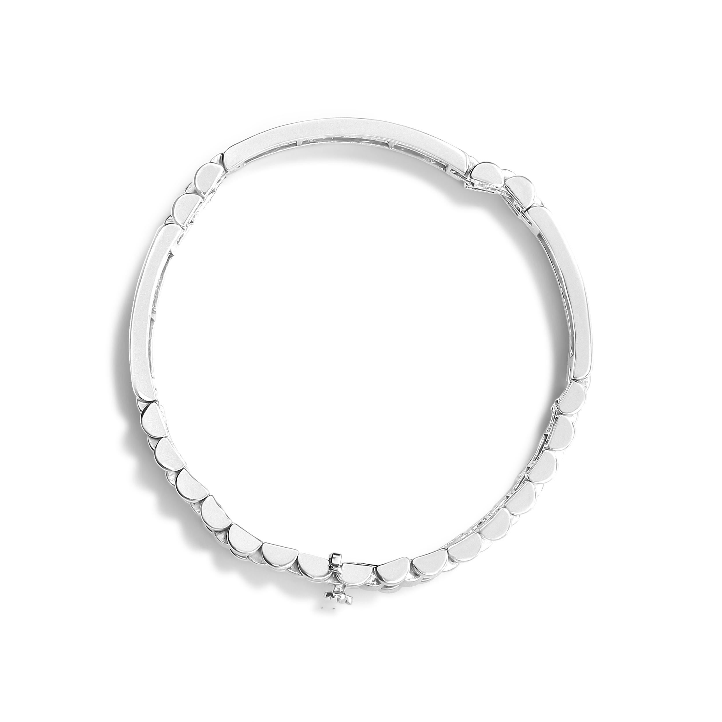 Moderne Bracelet de tennis pour homme en or blanc 14k 12,0 carats serti Invisible Princesse Diamant en vente