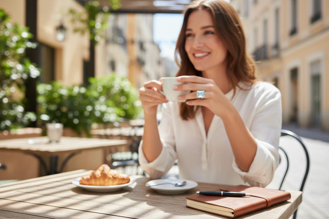 14K Weißgold 12,07 Karat Natürlicher Aquamarin und Diamant Solitär Ring im Angebot 5