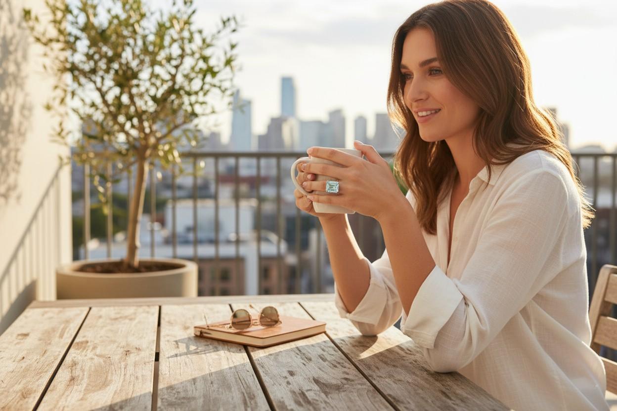 14K Weißgold 12,07 Karat Natürlicher Aquamarin und Diamant Solitär Ring Damen im Angebot