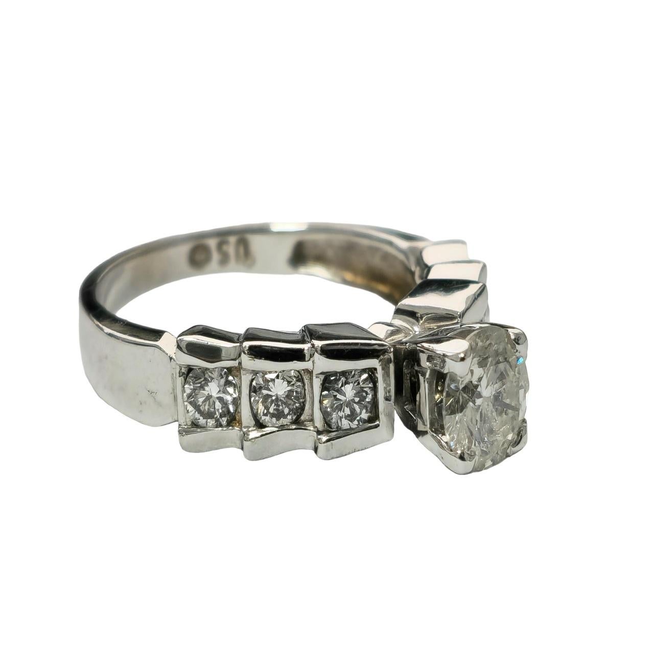 Brilliant Cut 14K White Gold. 1.20ct Diamond Engagement Ring For Her For Sale