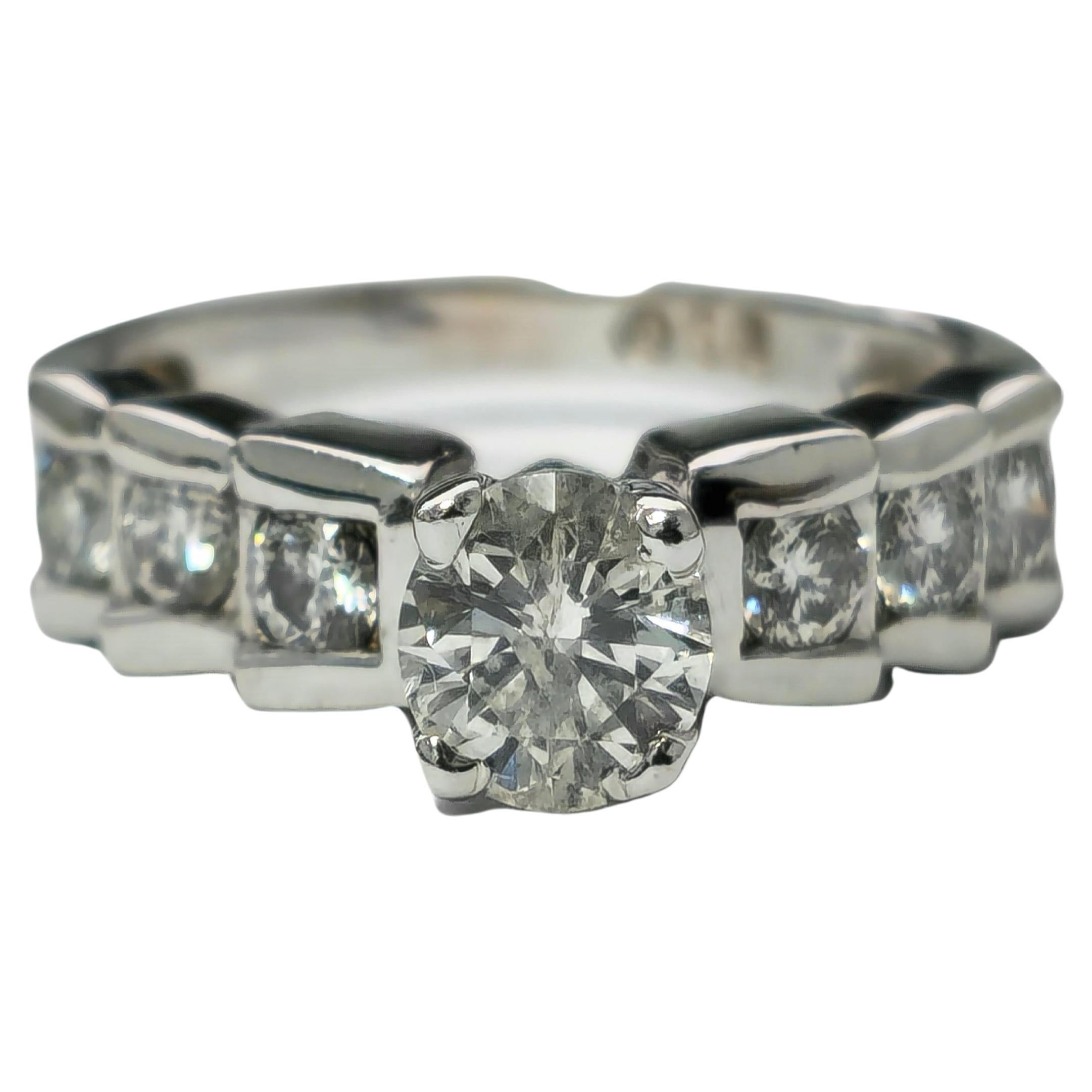 14K White Gold. 1.20ct Diamond Engagement Ring For Her For Sale