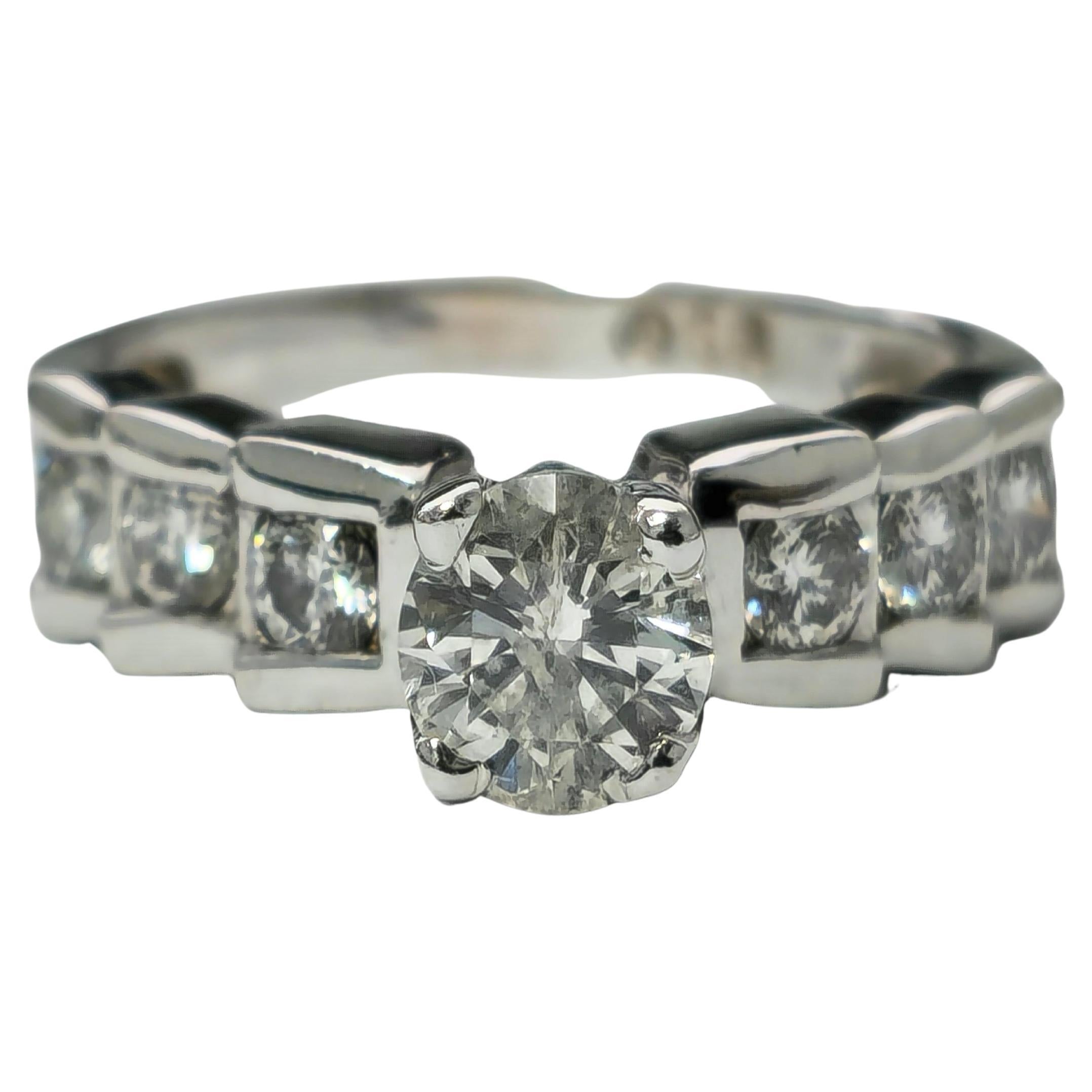 Oro Blanco 14K Anillo de compromiso de diamantes de 1,20 ct para ella