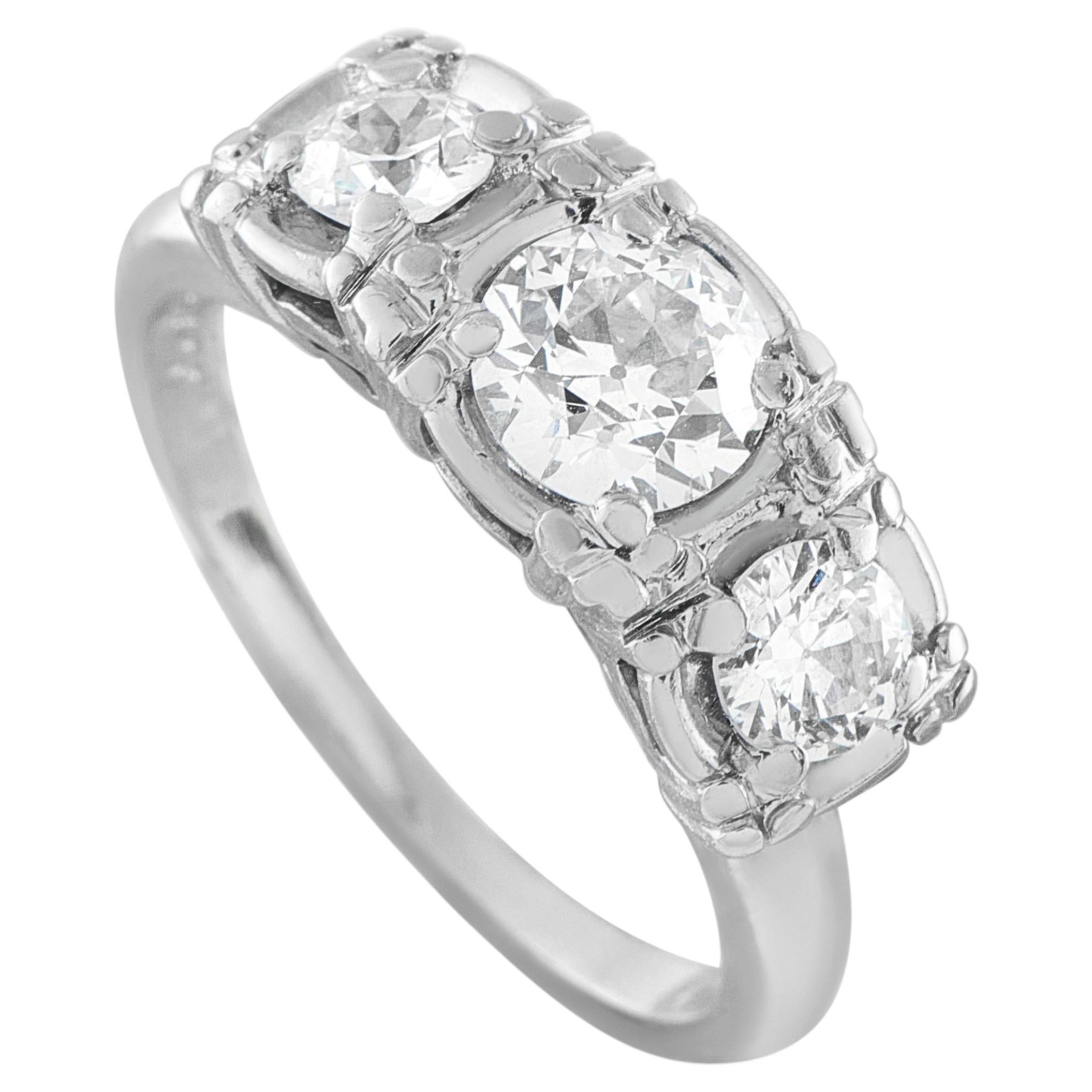 Bague en or blanc 14 carats avec trois diamants de 1,20 ct MF19-070726