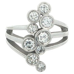 14k White Gold 1.20ct Large Round Diamond Bubble Bead Journey Split Shank Ring