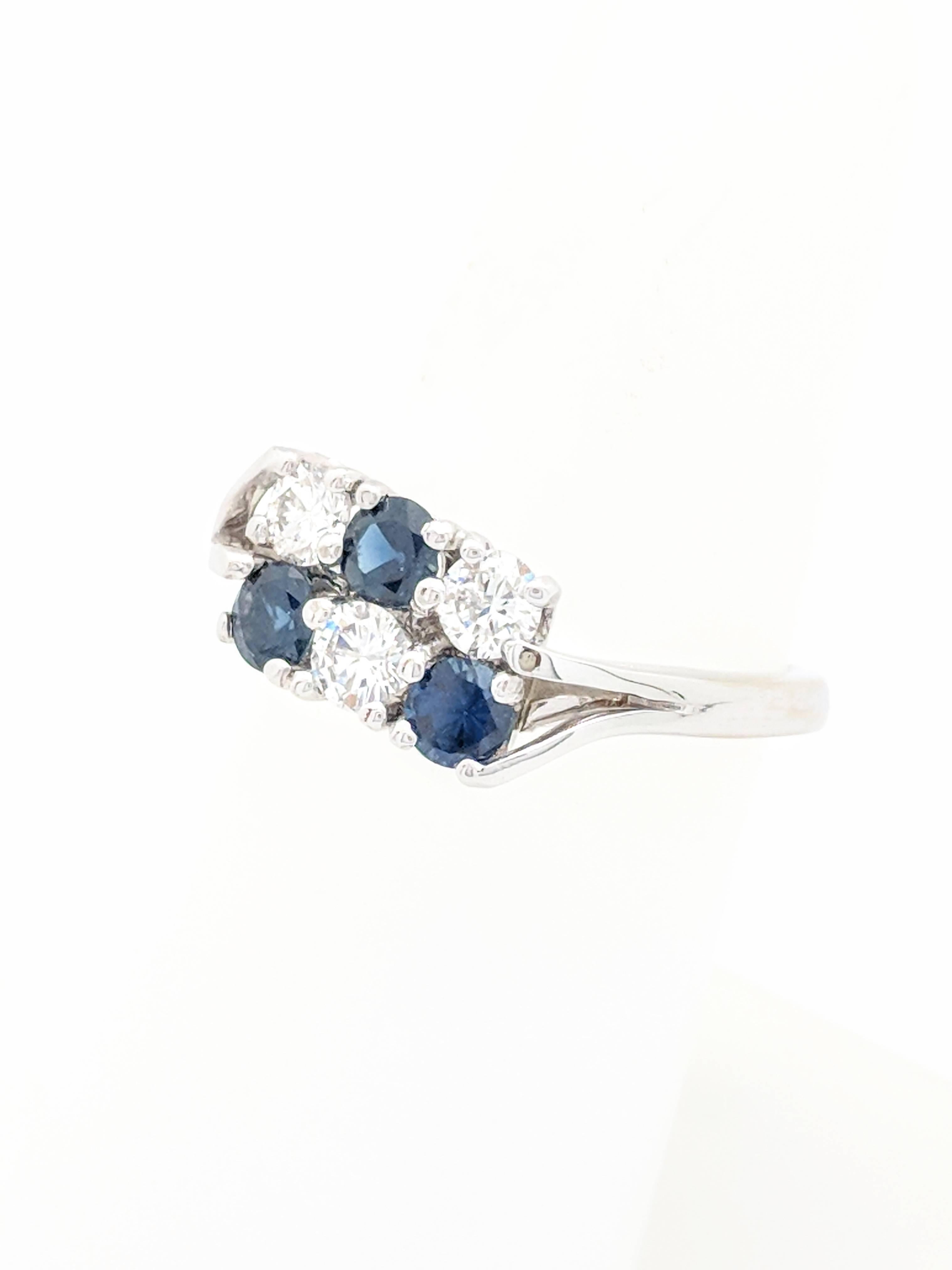 14 Karat White Gold 1.20 Carat Diamond and Sapphire Ring In Excellent Condition In Gainesville, FL