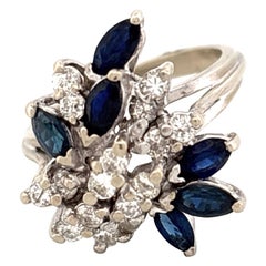 14K White Gold 1.20CTW Sapphire 
0.48CTW Diamond Ring