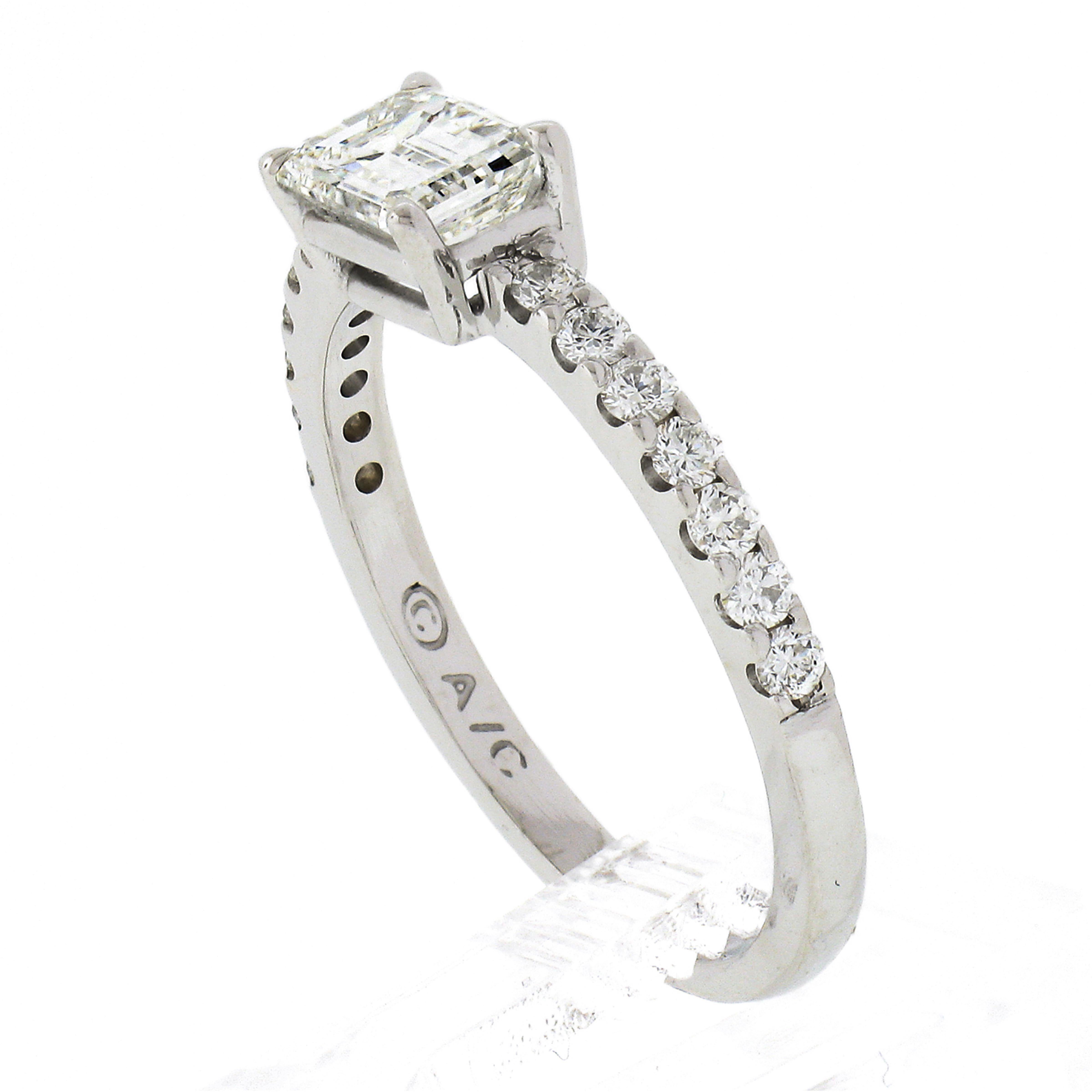 14k White Gold 1.21ct GIA Emerald Cut Sideways Diamond Solitaire Engagement Ring For Sale 3