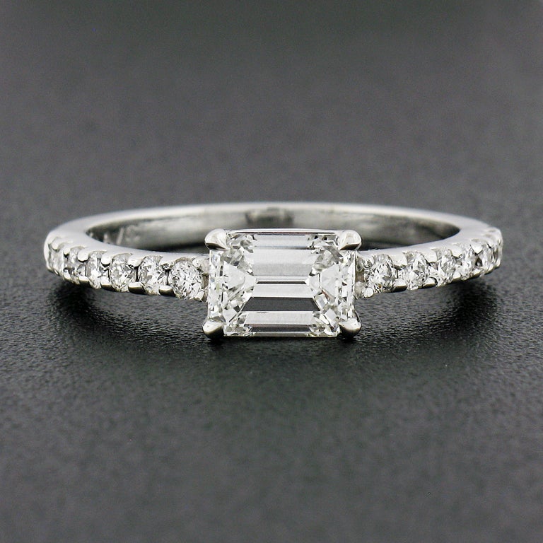 Bague Fiançailles Diamant 1,75 Ct Taille émeraude Or Blanc 14k - Sur Mesure Tailles 4 à 12