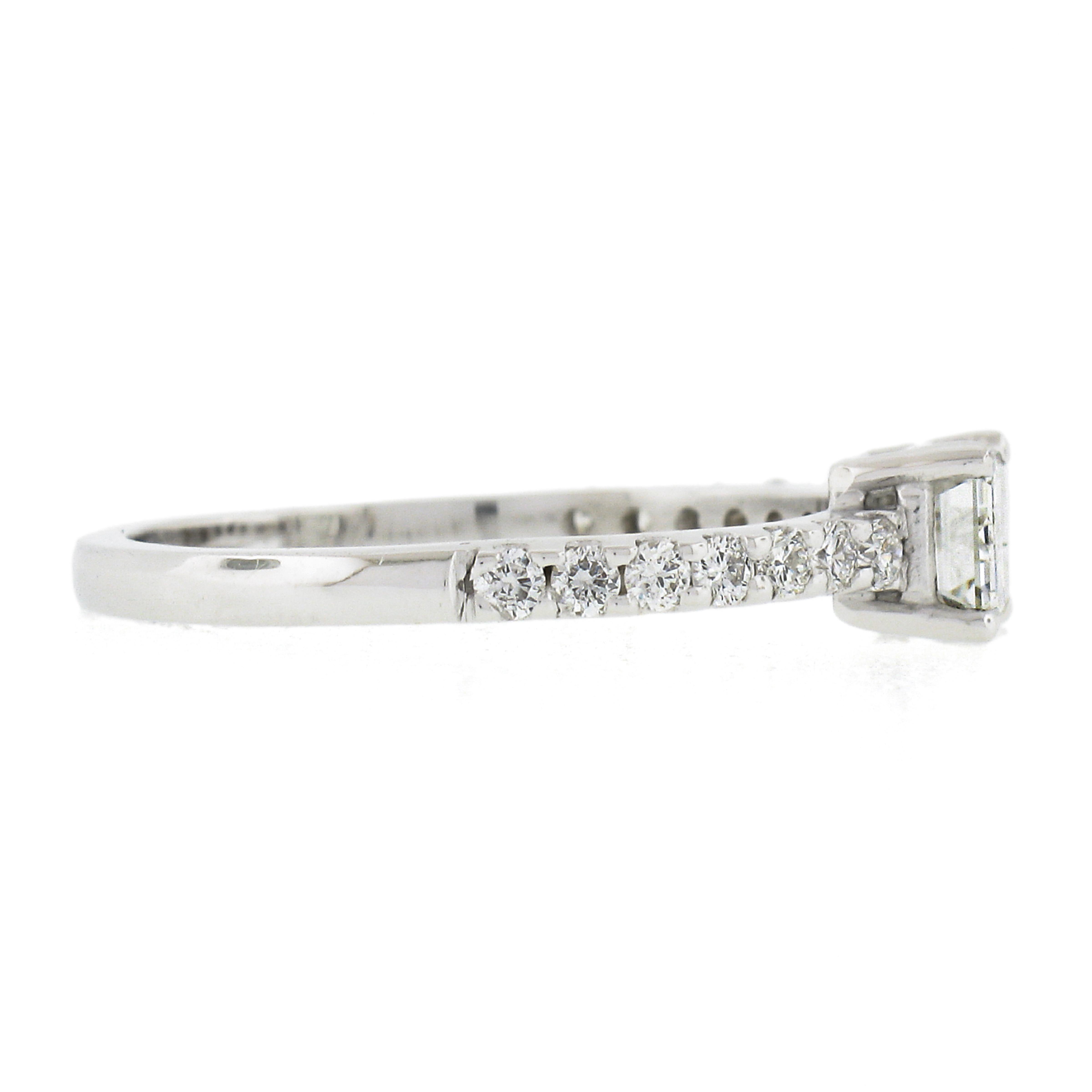 14k White Gold 1.21ct GIA Emerald Cut Sideways Diamond Solitaire Engagement Ring In New Condition For Sale In Montclair, NJ