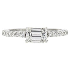 14k White Gold 1.21ct GIA Emerald Cut Sideways Diamond Solitaire Engagement Ring